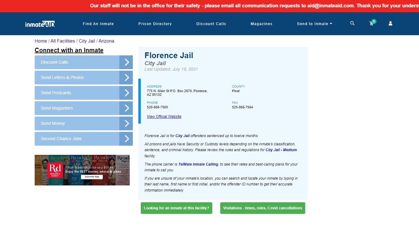Florence Jail | Inmate Locator